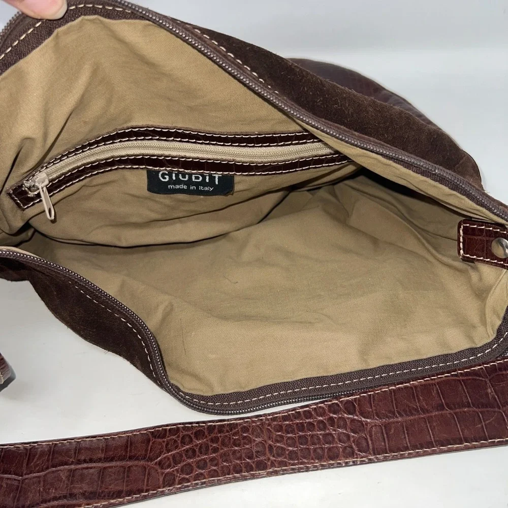 Giudit Vintage Brown Suede Leather Purse Handbag Made In Italy ***